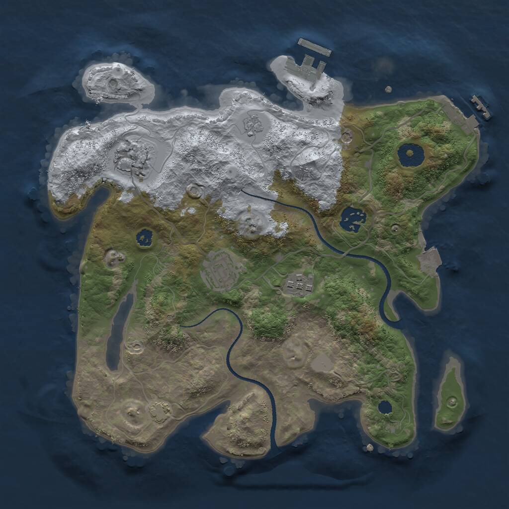 Rust Map: Procedural Map, Size: 3000, Seed: 389645082, 10 Monuments