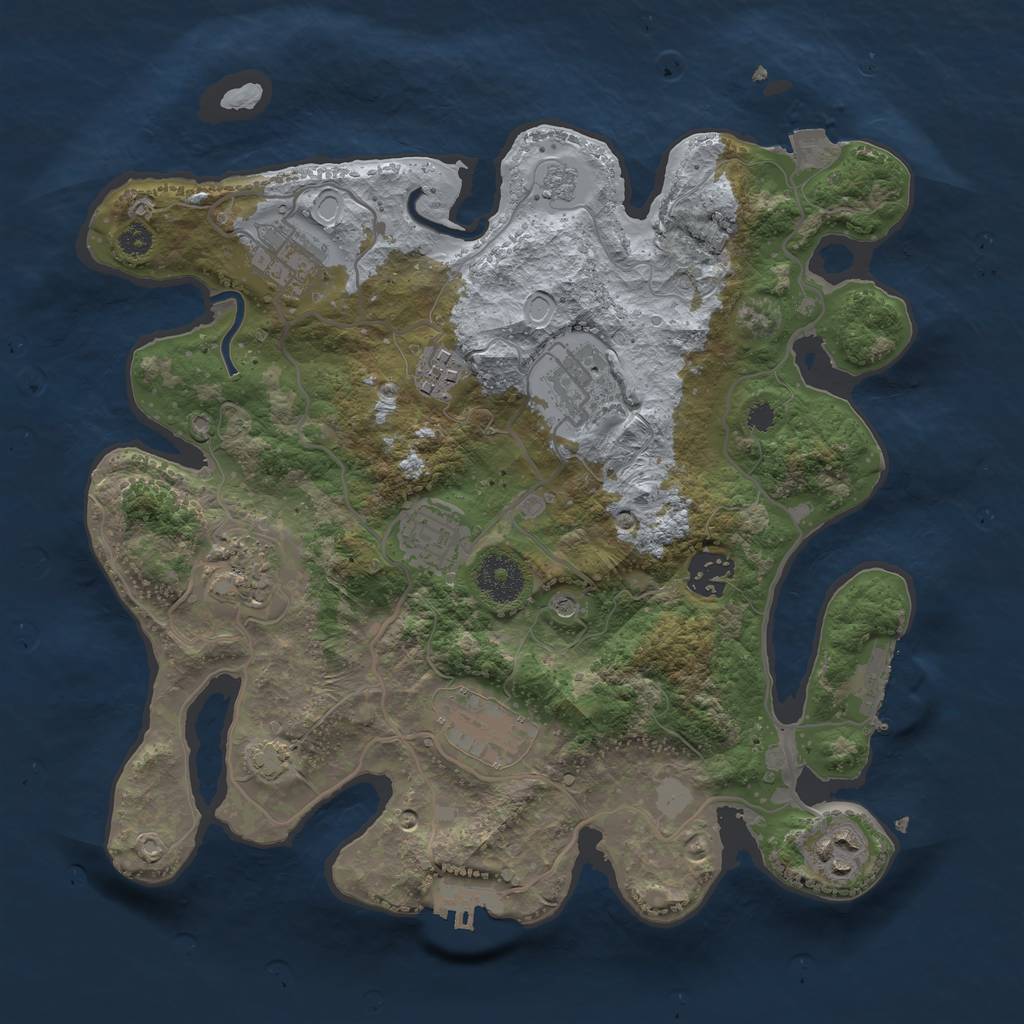 Rust Map: Procedural Map, Size: 3250, Seed: 154889124, 16 Monuments