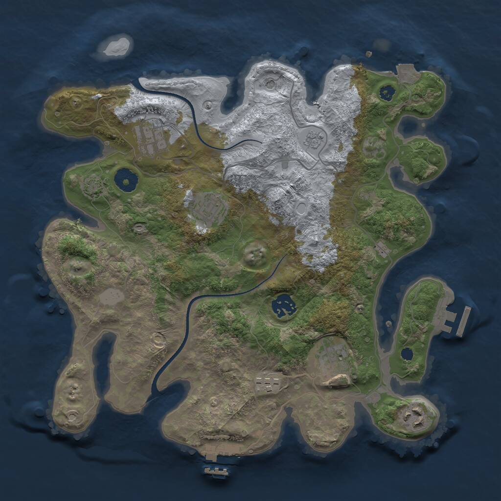 Rust Map: Procedural Map, Size: 3250, Seed: 154889124, 12 Monuments
