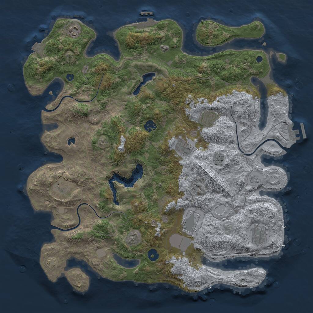 Rust Map: Procedural Map, Size: 4050, Seed: 2116534981, 14 Monuments