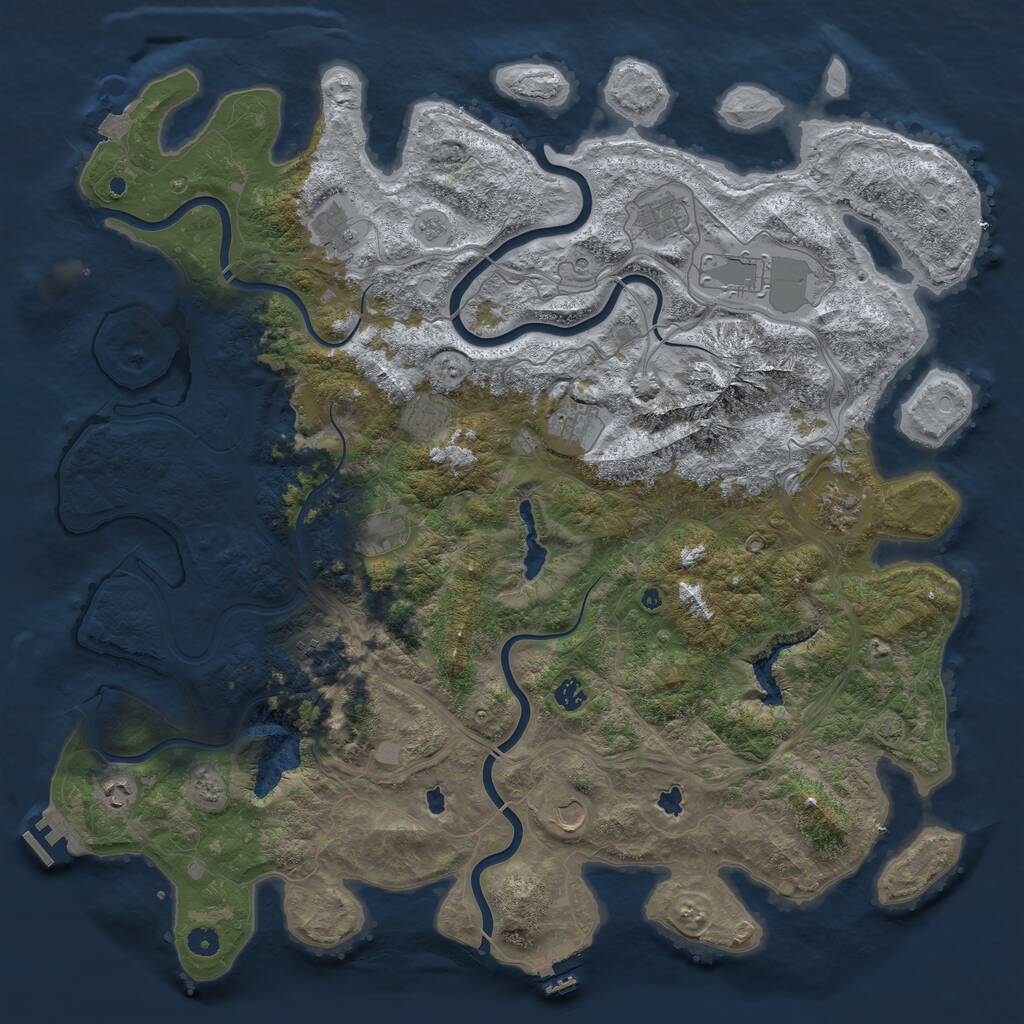 Rust Map: Procedural Map, Size: 5000, Seed: 2079521459, 17 Monuments