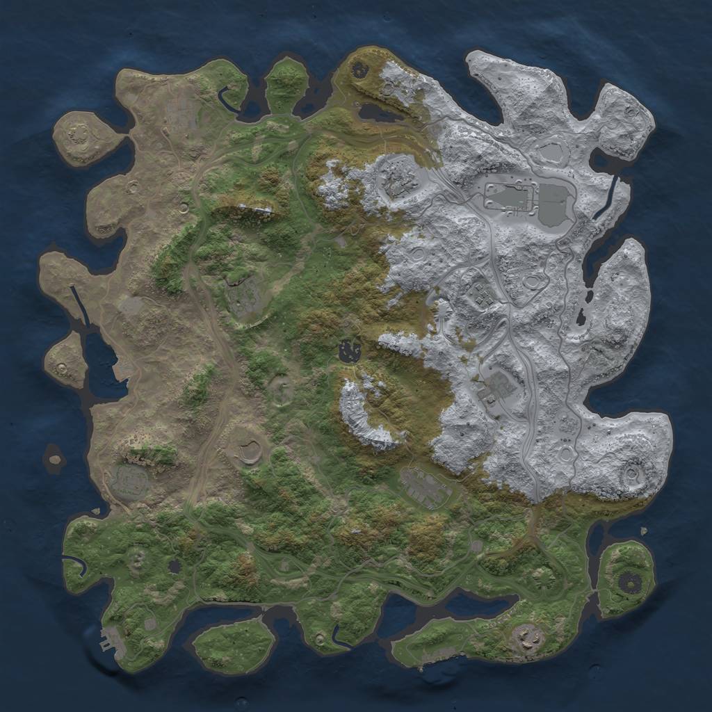 Rust Map: Procedural Map, Size: 4500, Seed: 1369069430, 19 Monuments