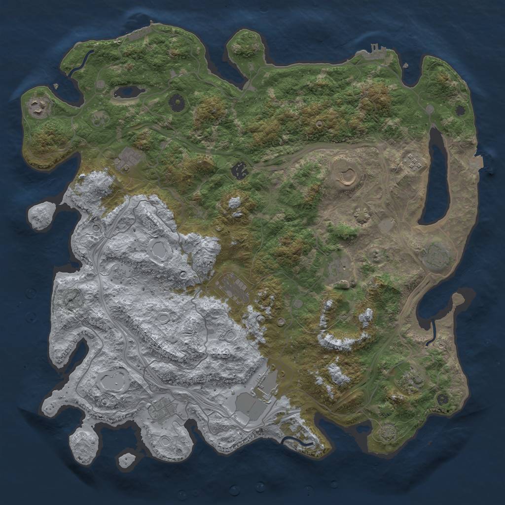 Rust Map: Procedural Map, Size: 4500, Seed: 1869246317, 19 Monuments