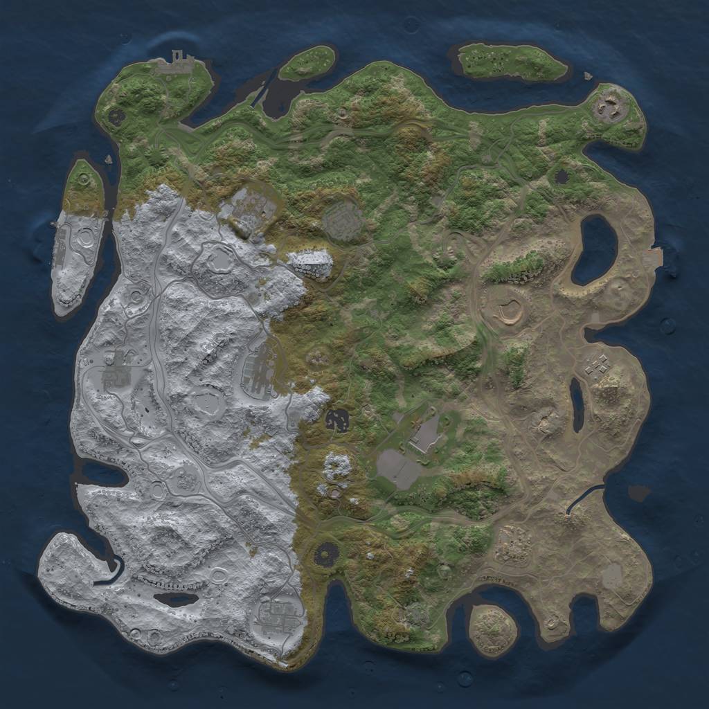 Rust Map: Procedural Map, Size: 4250, Seed: 1255070447, 19 Monuments