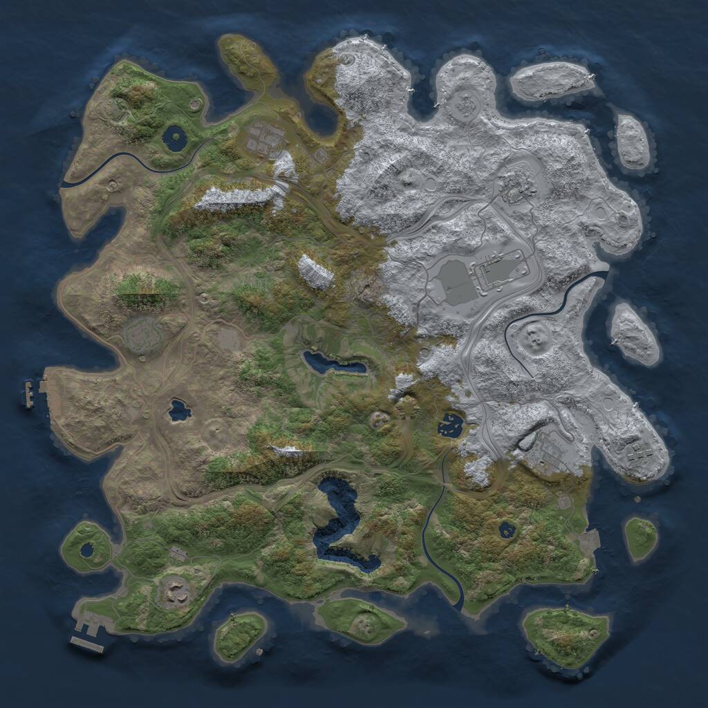 Rust Map: Procedural Map, Size: 4250, Seed: 1877829501, 14 Monuments