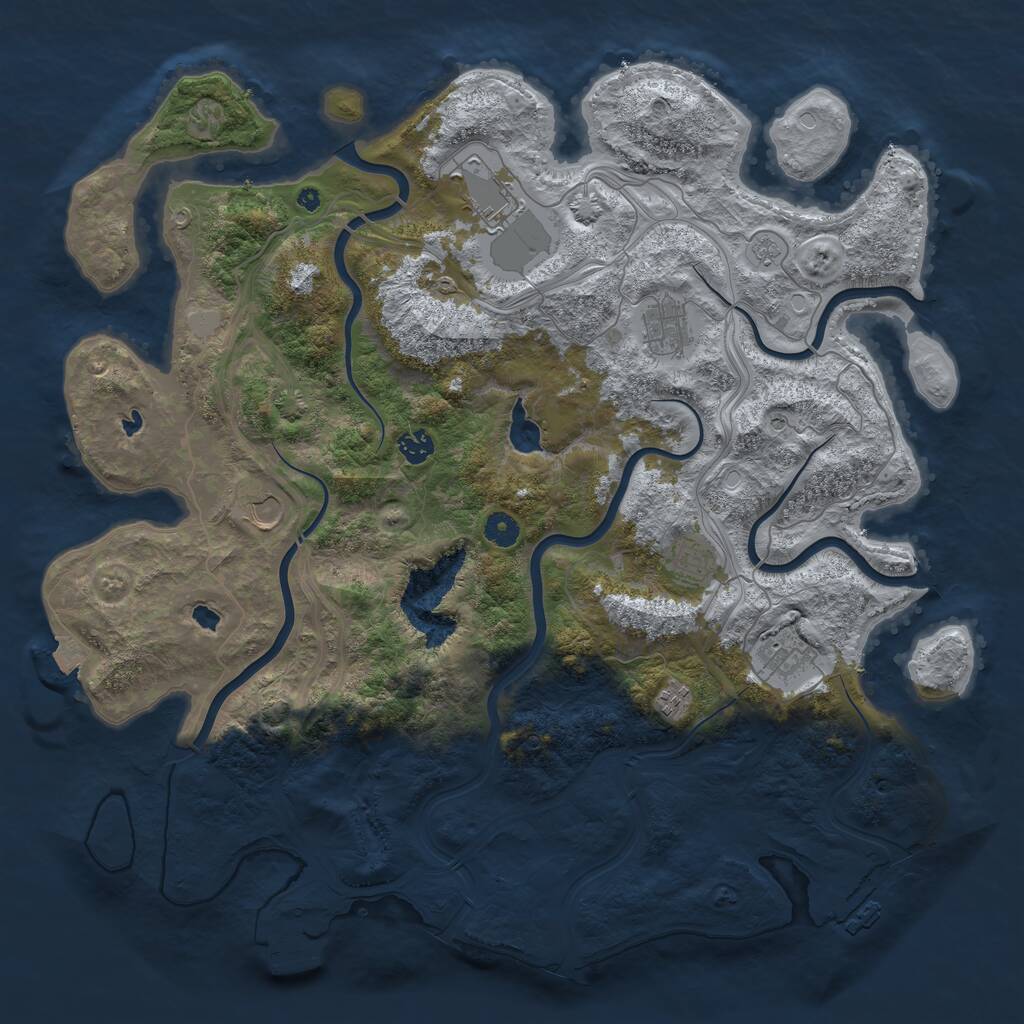 Rust Map: Procedural Map, Size: 4500, Seed: 1486322921, 13 Monuments