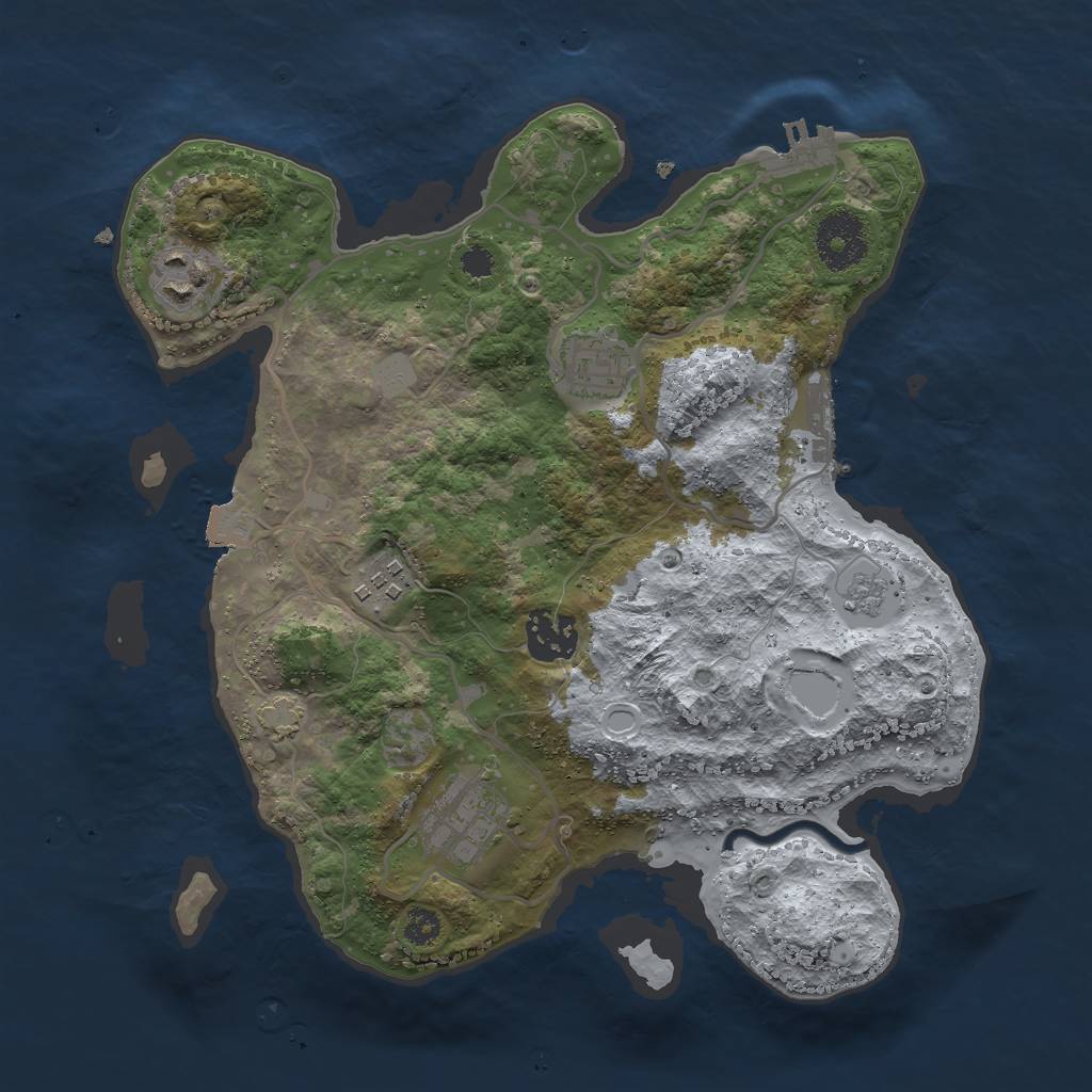 Rust Map: Procedural Map, Size: 3000, Seed: 548320355, 12 Monuments