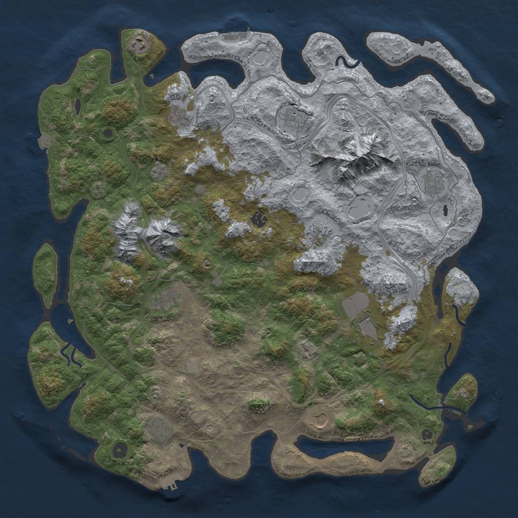Rust Map: Procedural Map, Size: 5000, Seed: 589136, 19 Monuments