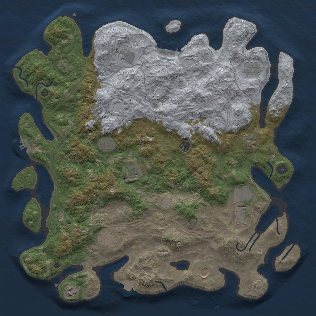 Rust Map: Procedural Map, Size: 4500, Seed: 1234567895, 19 Monuments