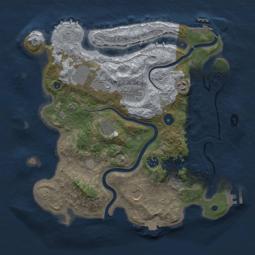 Rust Map: Procedural Map, Size: 3500, Seed: 329900792, 13 Monuments