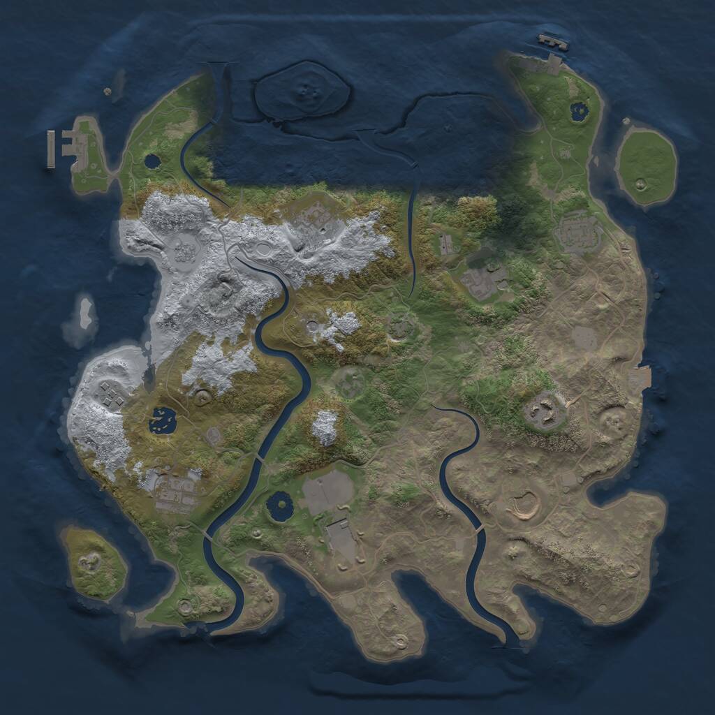 Rust Map: Procedural Map, Size: 3800, Seed: 97096949, 15 Monuments