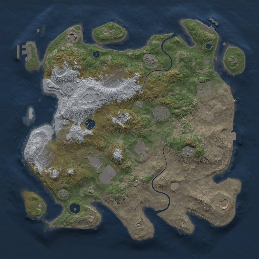 Rust Map: Procedural Map, Size: 3800, Seed: 97096949, 16 Monuments