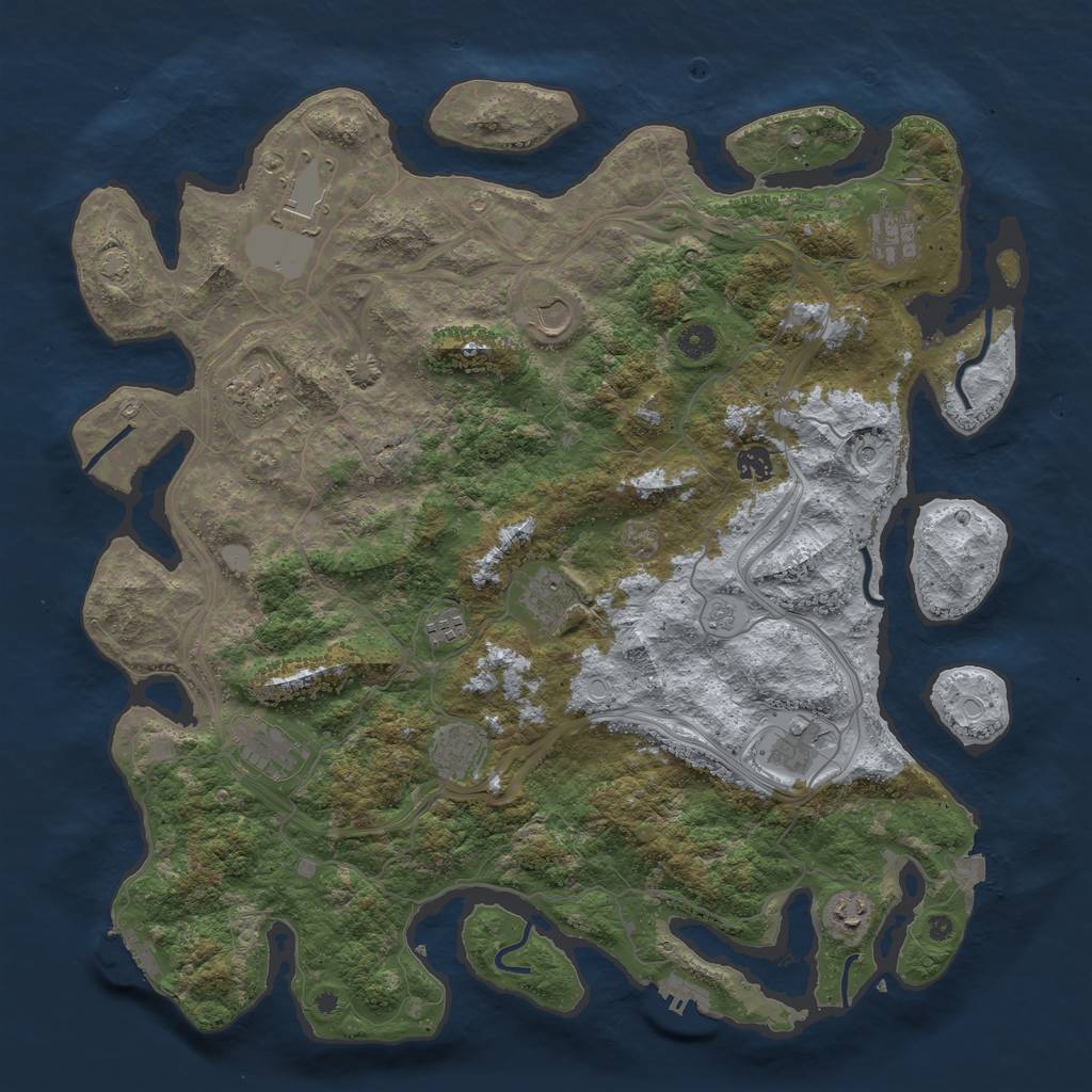 Rust Map: Procedural Map, Size: 4500, Seed: 372931341, 19 Monuments