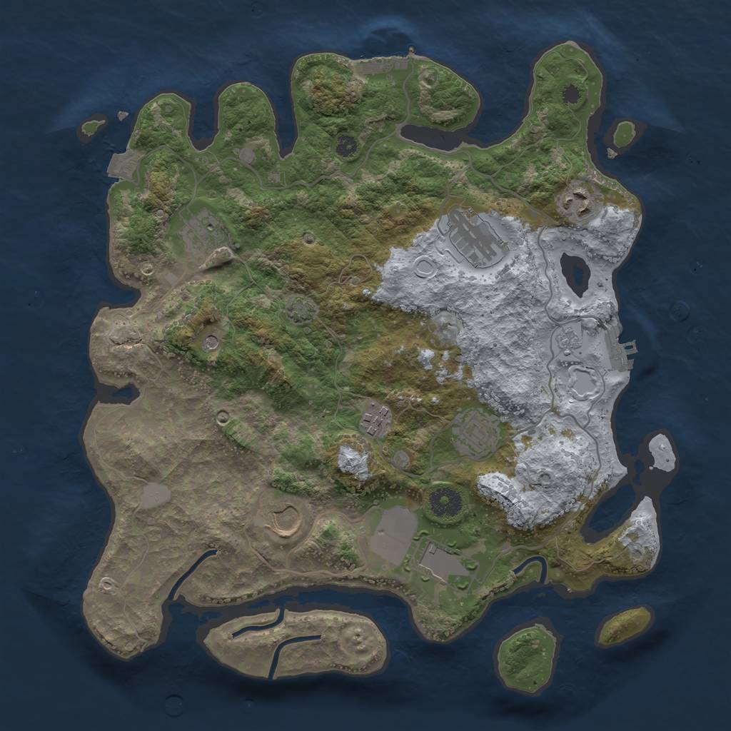 Rust Map: Procedural Map, Size: 3500, Seed: 1986331421, 15 Monuments