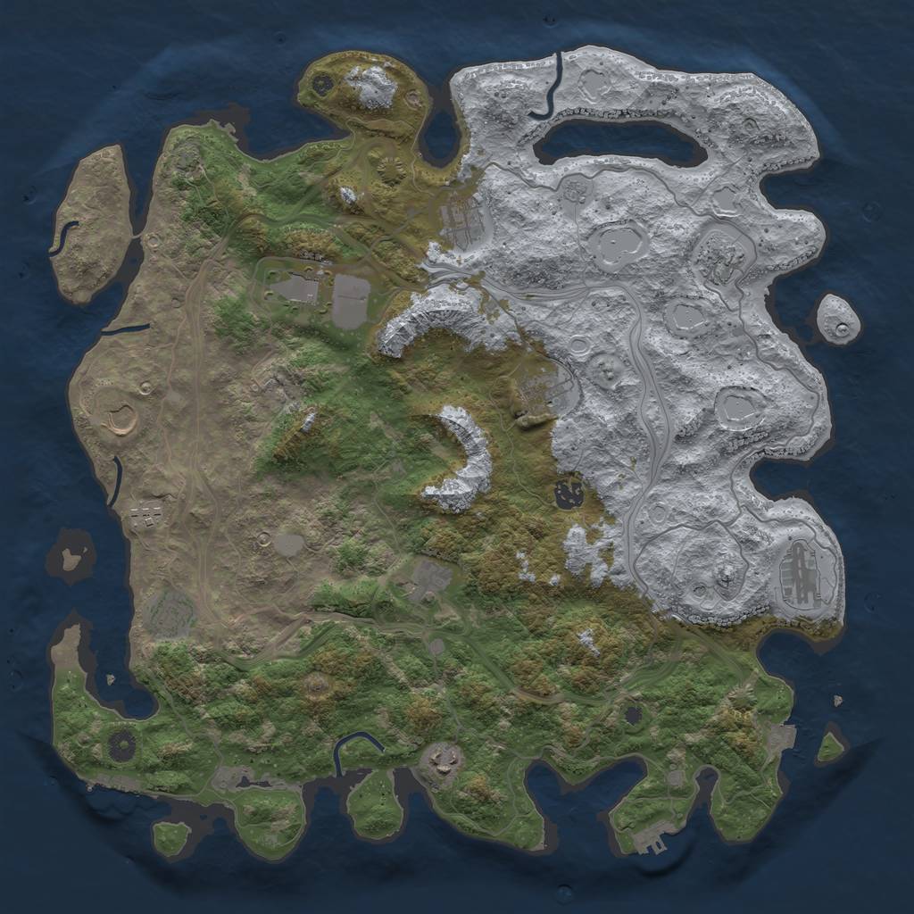 Rust Map: Procedural Map, Size: 4500, Seed: 547926370, 19 Monuments