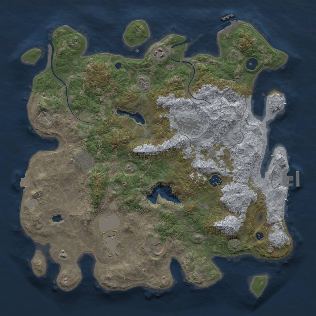 Rust Map: Procedural Map, Size: 4000, Seed: 872567, 13 Monuments