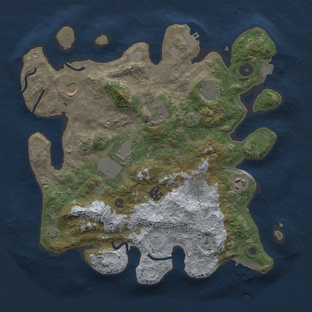 Rust Map: Procedural Map, Size: 3500, Seed: 646543431, 15 Monuments