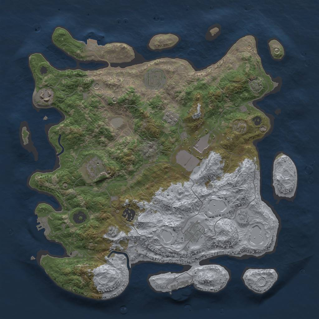 Rust Map: Procedural Map, Size: 3700, Seed: 596413477, 15 Monuments