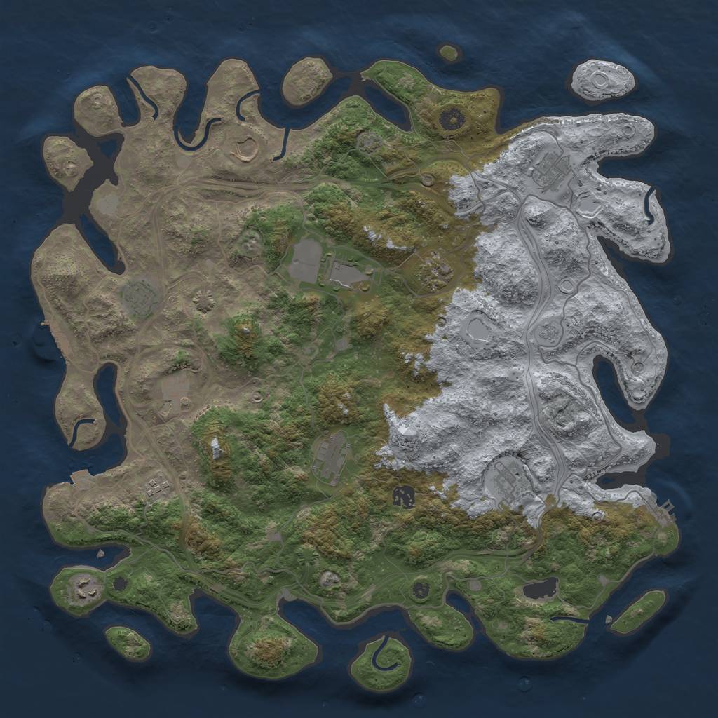 Rust Map: Procedural Map, Size: 4500, Seed: 1459304080, 19 Monuments