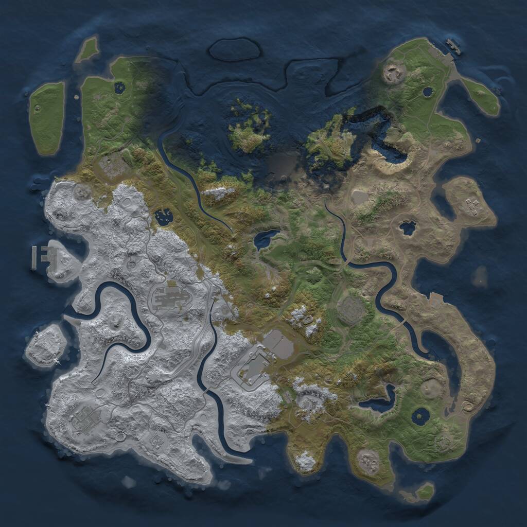 Rust Map: Procedural Map, Size: 4500, Seed: 684329, 16 Monuments