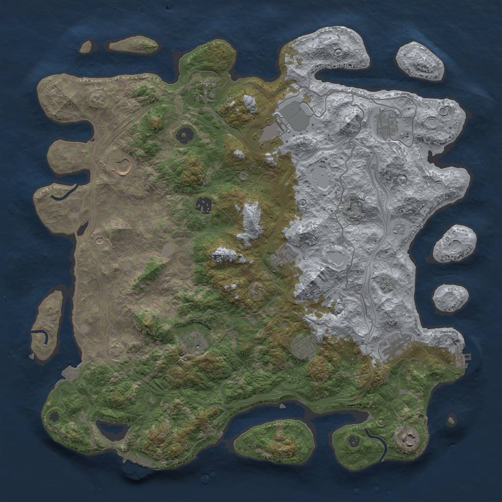 Rust Map: Procedural Map, Size: 4500, Seed: 1433547841, 19 Monuments