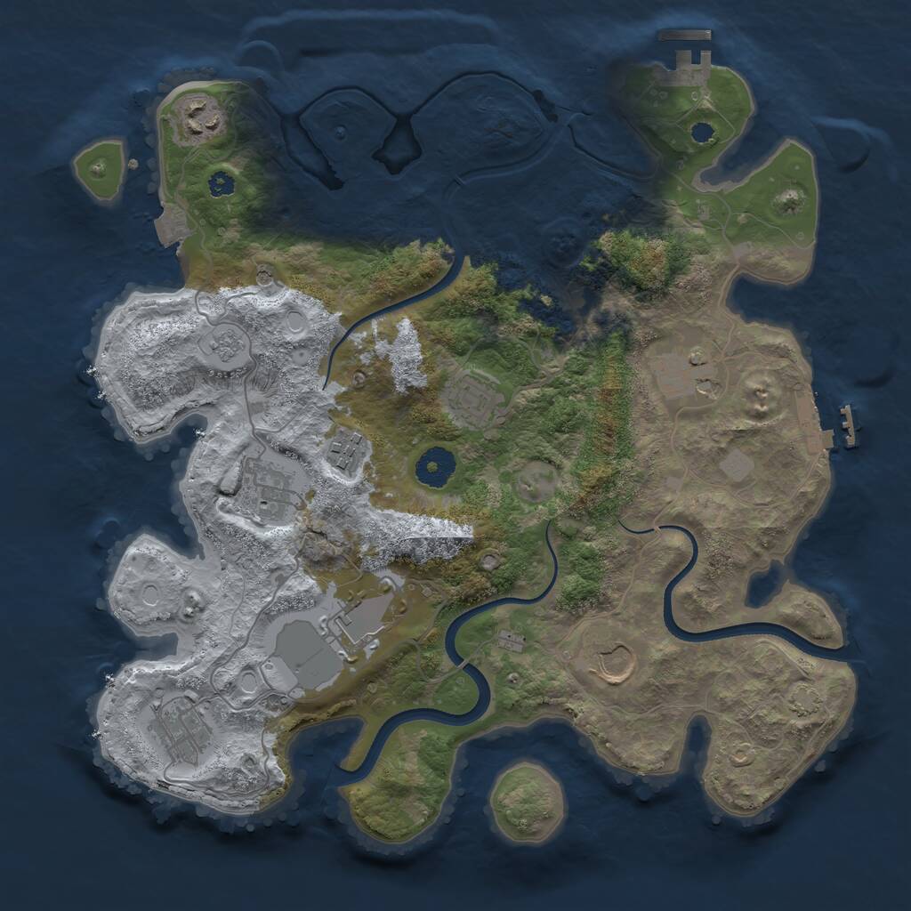 Rust Map: Procedural Map, Size: 3500, Seed: 1712543062, 14 Monuments