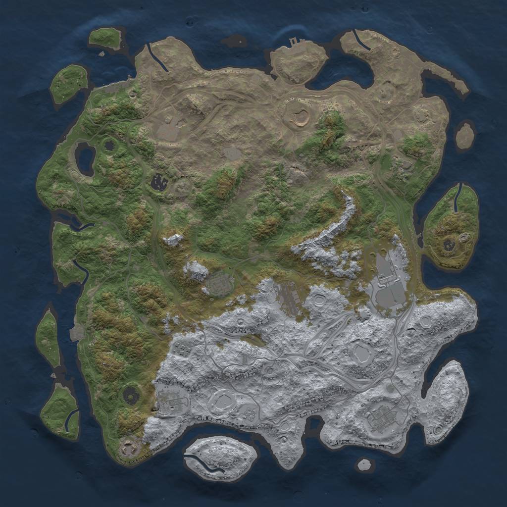 Rust Map: Procedural Map, Size: 4500, Seed: 129430658, 19 Monuments