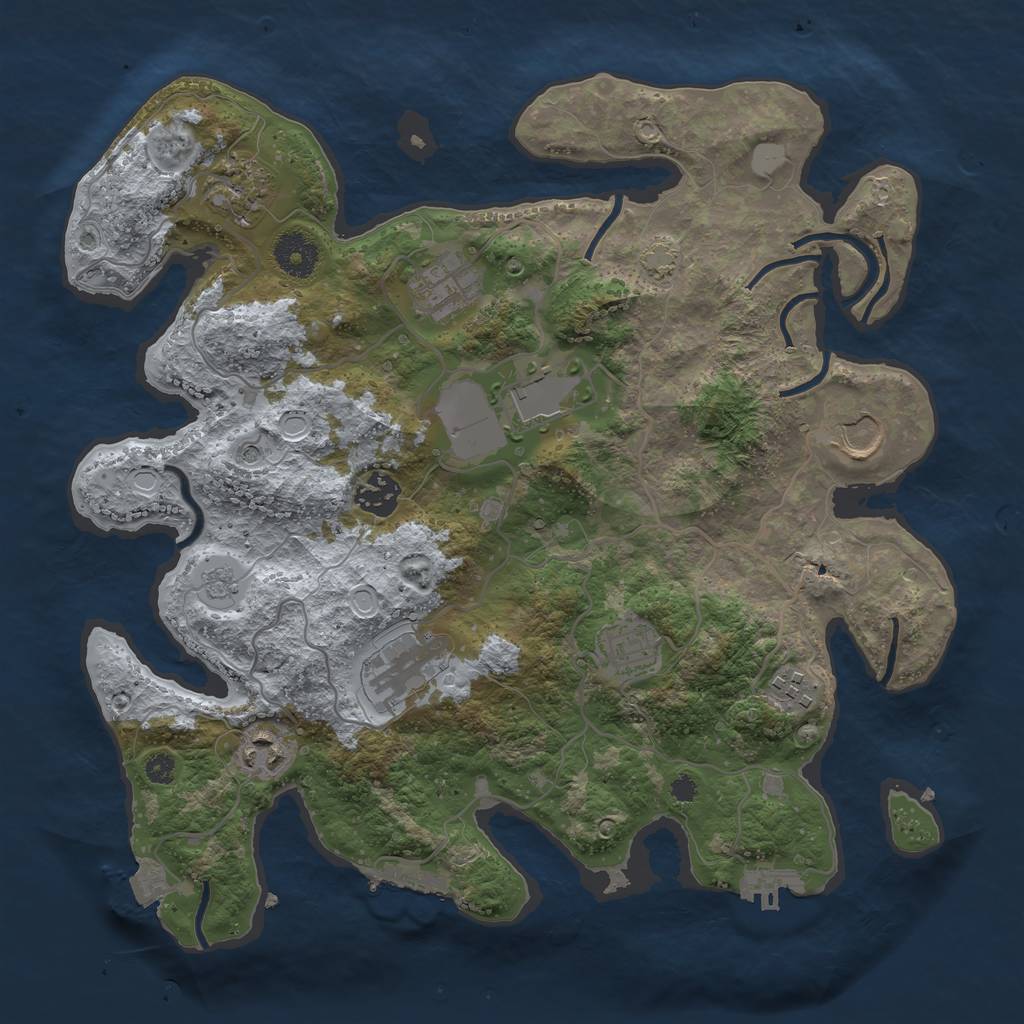 Rust Map: Procedural Map, Size: 3500, Seed: 1904203218, 17 Monuments