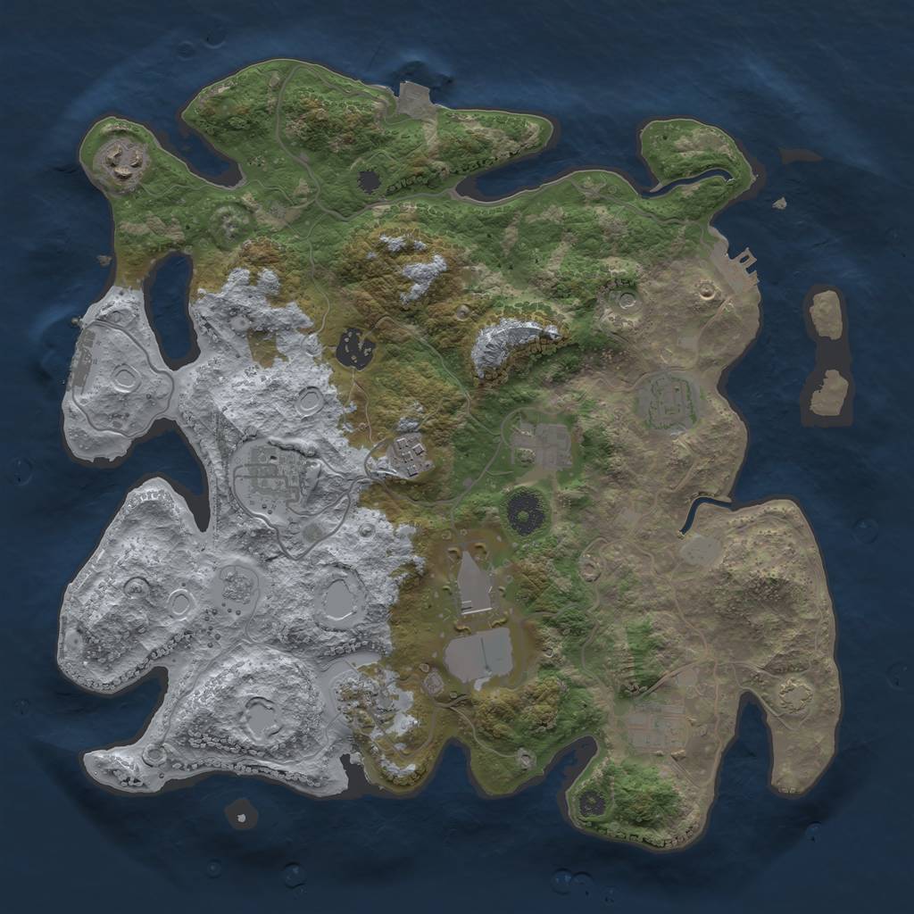Rust Map: Procedural Map, Size: 3500, Seed: 766815889, 17 Monuments