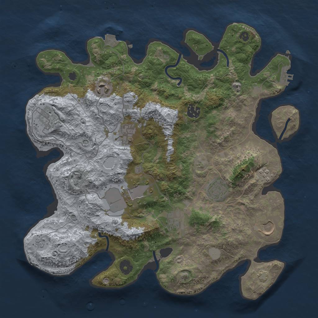 Rust Map: Procedural Map, Size: 3500, Seed: 46228627, 16 Monuments