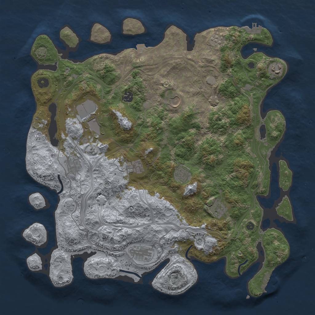 Rust Map: Procedural Map, Size: 4250, Seed: 1156835590, 18 Monuments