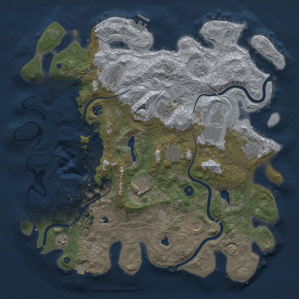 Rust Map: Procedural Map, Size: 4500, Seed: 921663724, 16 Monuments