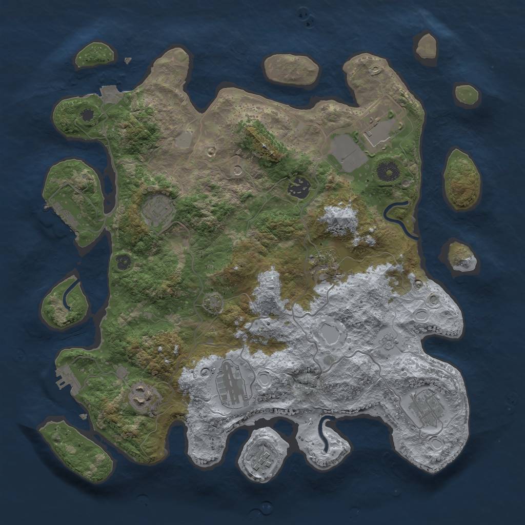 Rust Map: Procedural Map, Size: 3650, Seed: 13623699, 16 Monuments