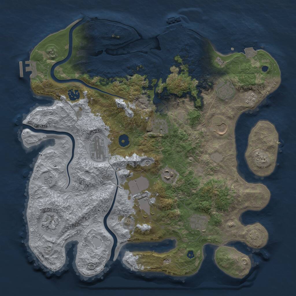 Rust Map: Procedural Map, Size: 3800, Seed: 627607891, 16 Monuments