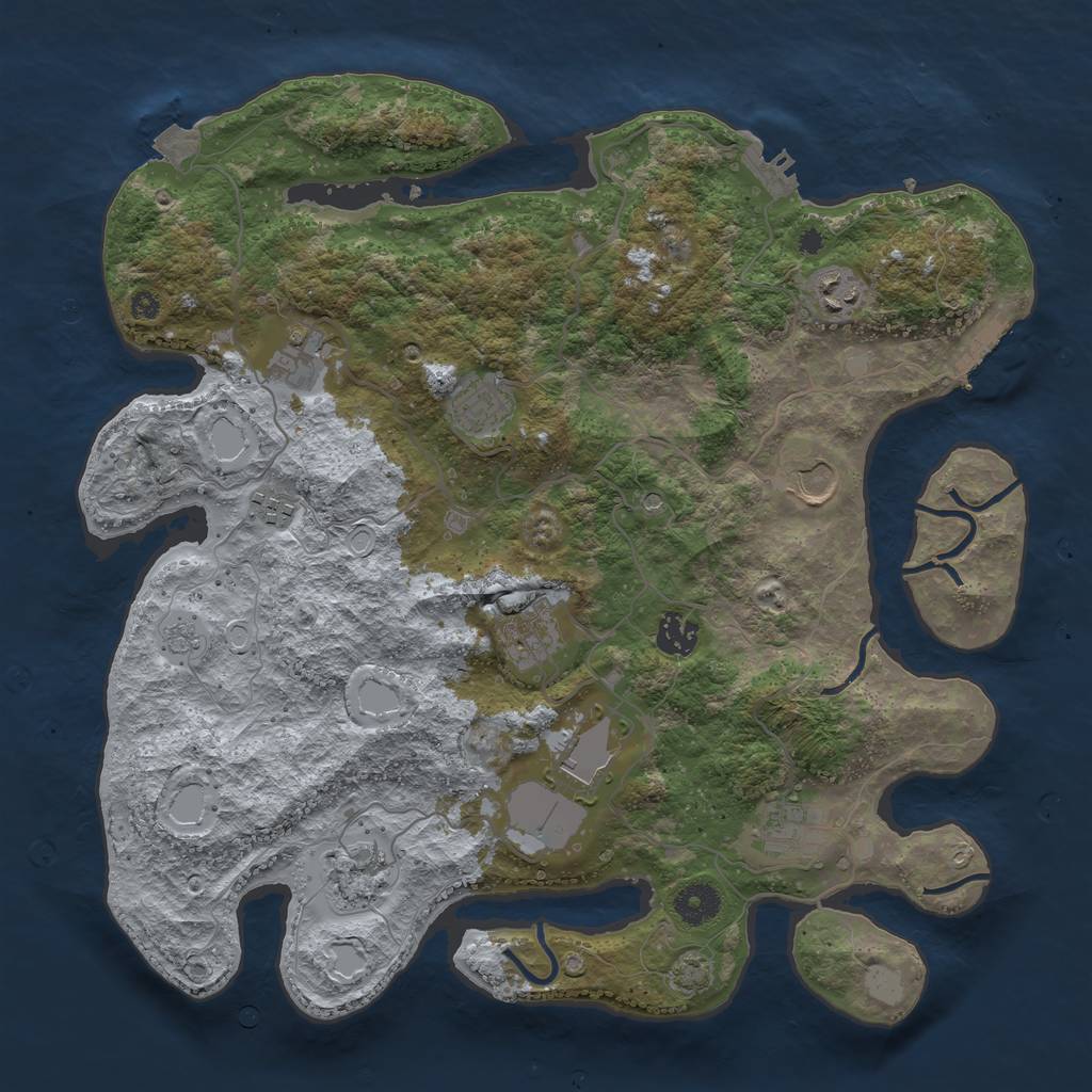 Rust Map: Procedural Map, Size: 3800, Seed: 627607891, 18 Monuments