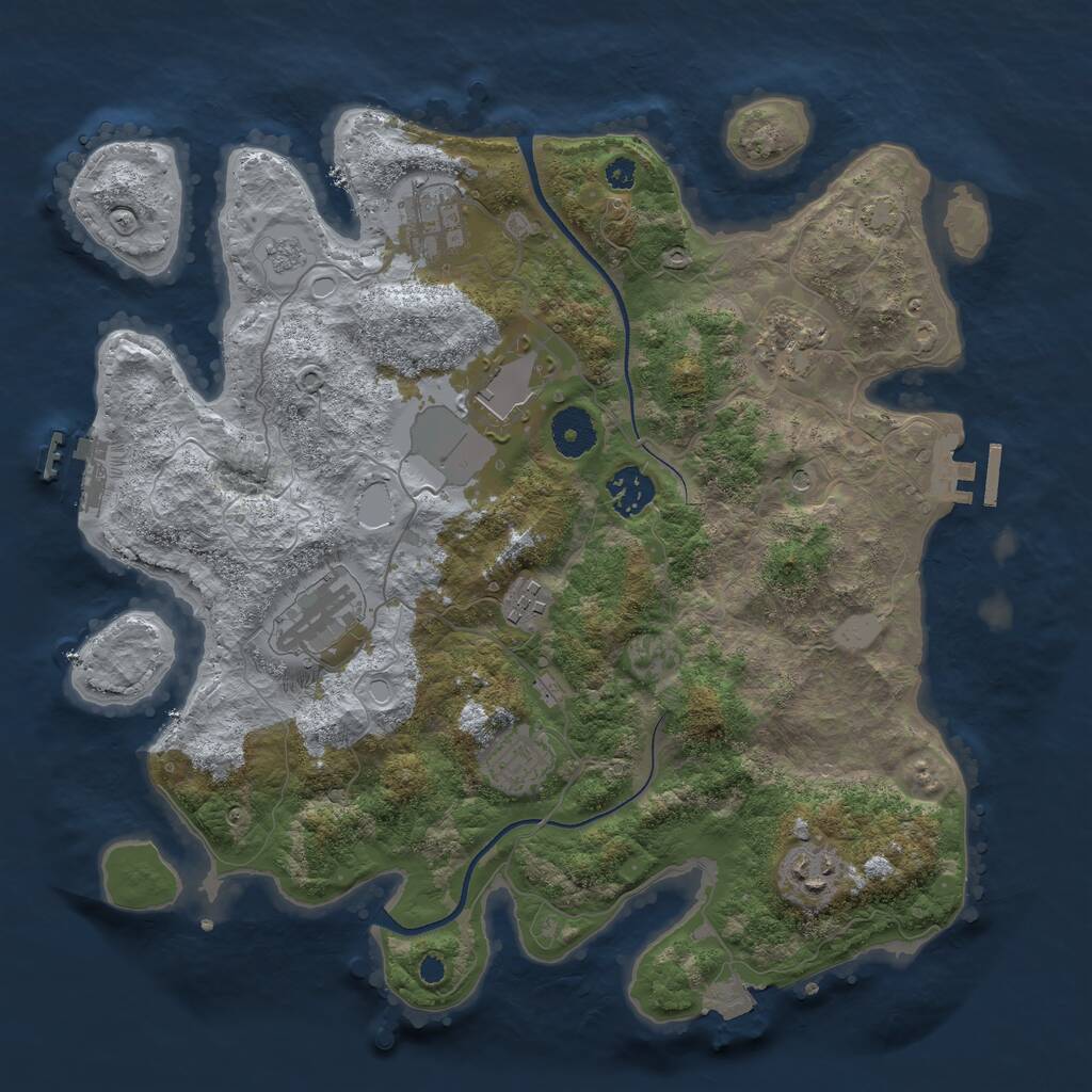 Rust Map: Procedural Map, Size: 3500, Seed: 33132599, 14 Monuments