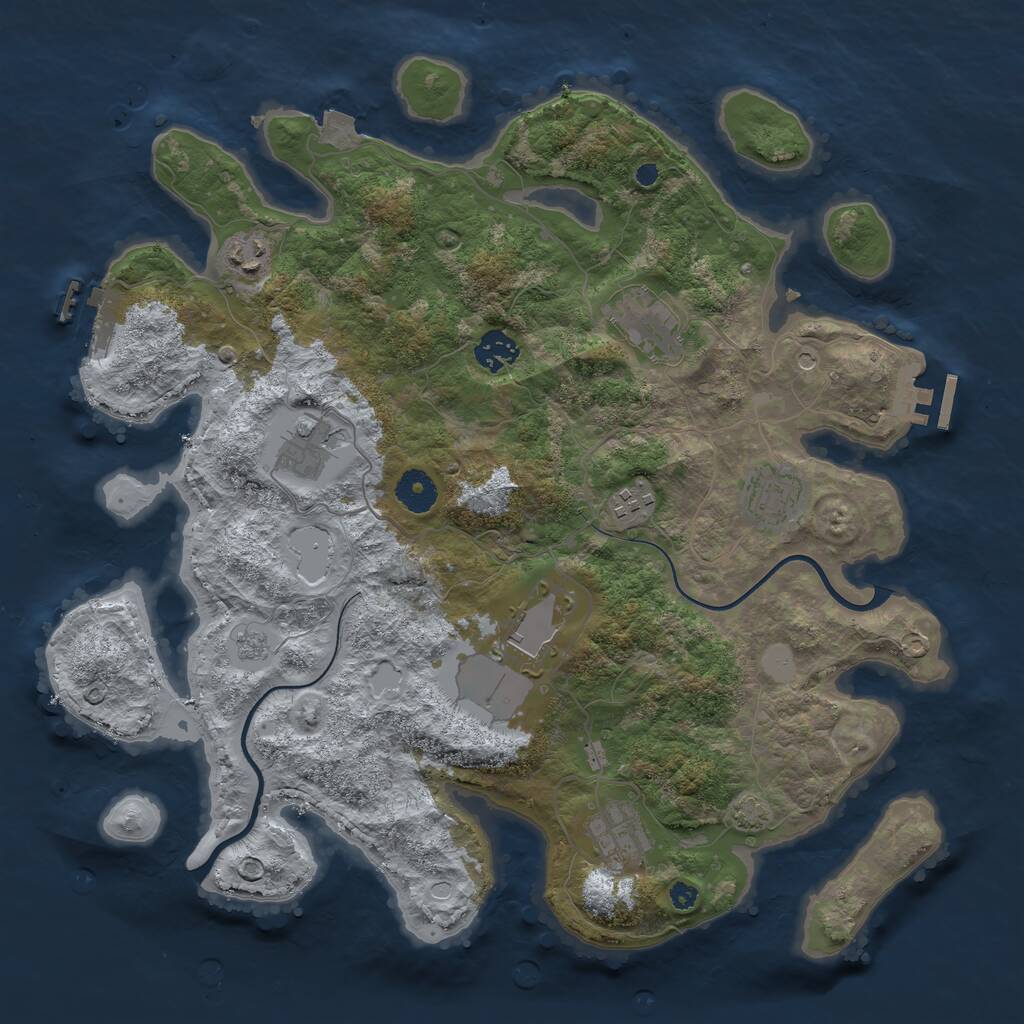 Rust Map: Procedural Map, Size: 3750, Seed: 348100, 14 Monuments