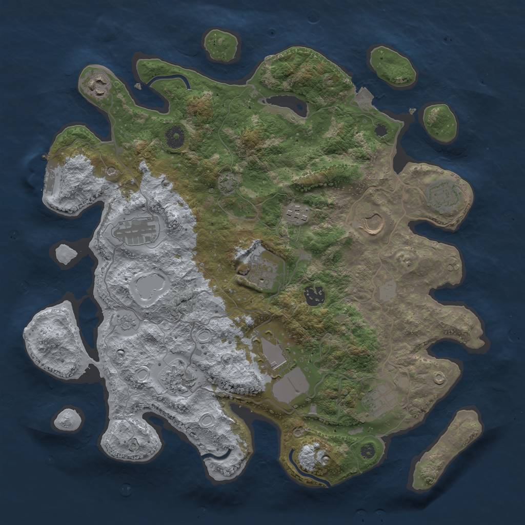 Rust Map: Procedural Map, Size: 3750, Seed: 348100, 17 Monuments