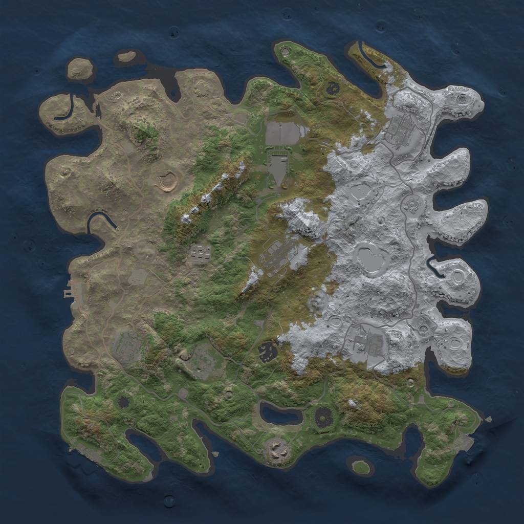 Rust Map: Procedural Map, Size: 4000, Seed: 239845562, 18 Monuments