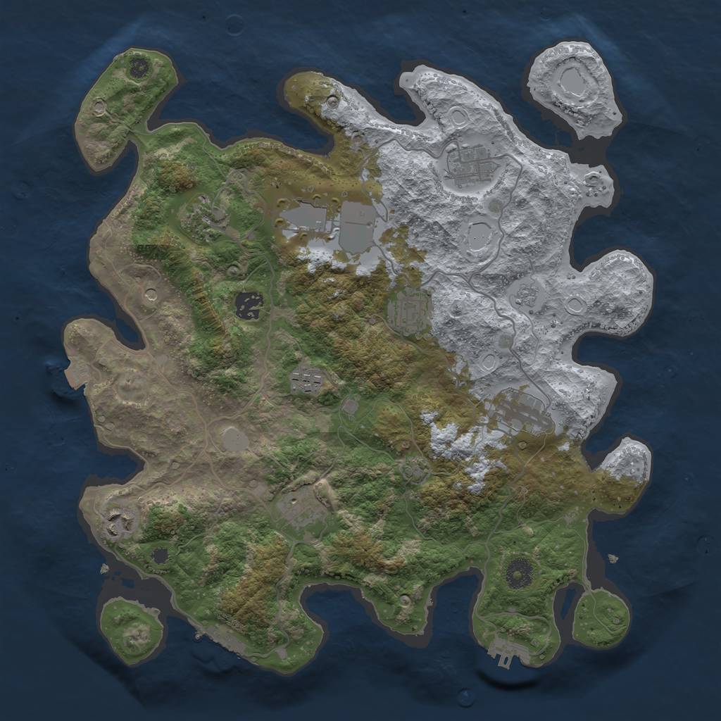 Rust Map: Procedural Map, Size: 3700, Seed: 132977593, 17 Monuments