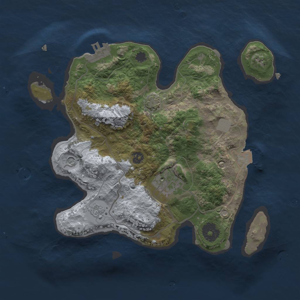 Rust Map: Procedural Map, Size: 2500, Seed: 1453704038, 8 Monuments