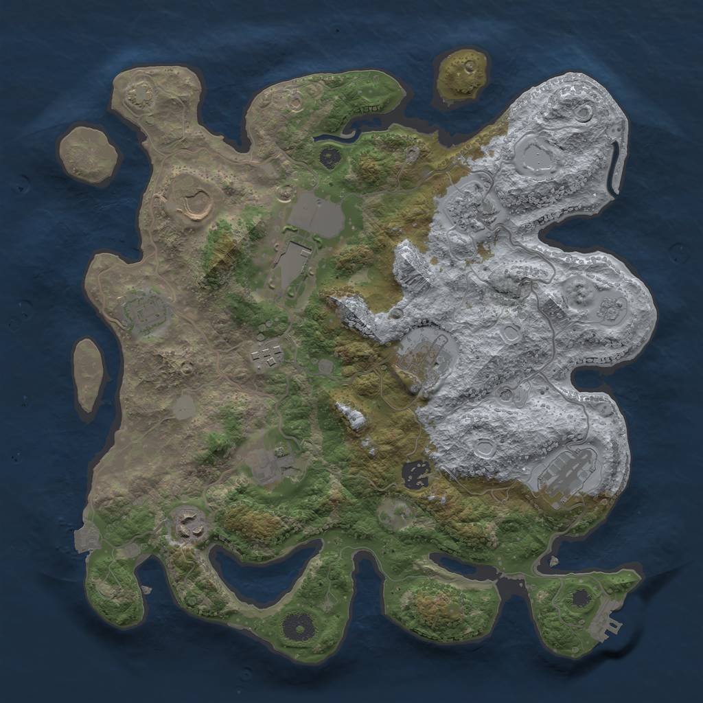 Rust Map: Procedural Map, Size: 3500, Seed: 386815243, 17 Monuments