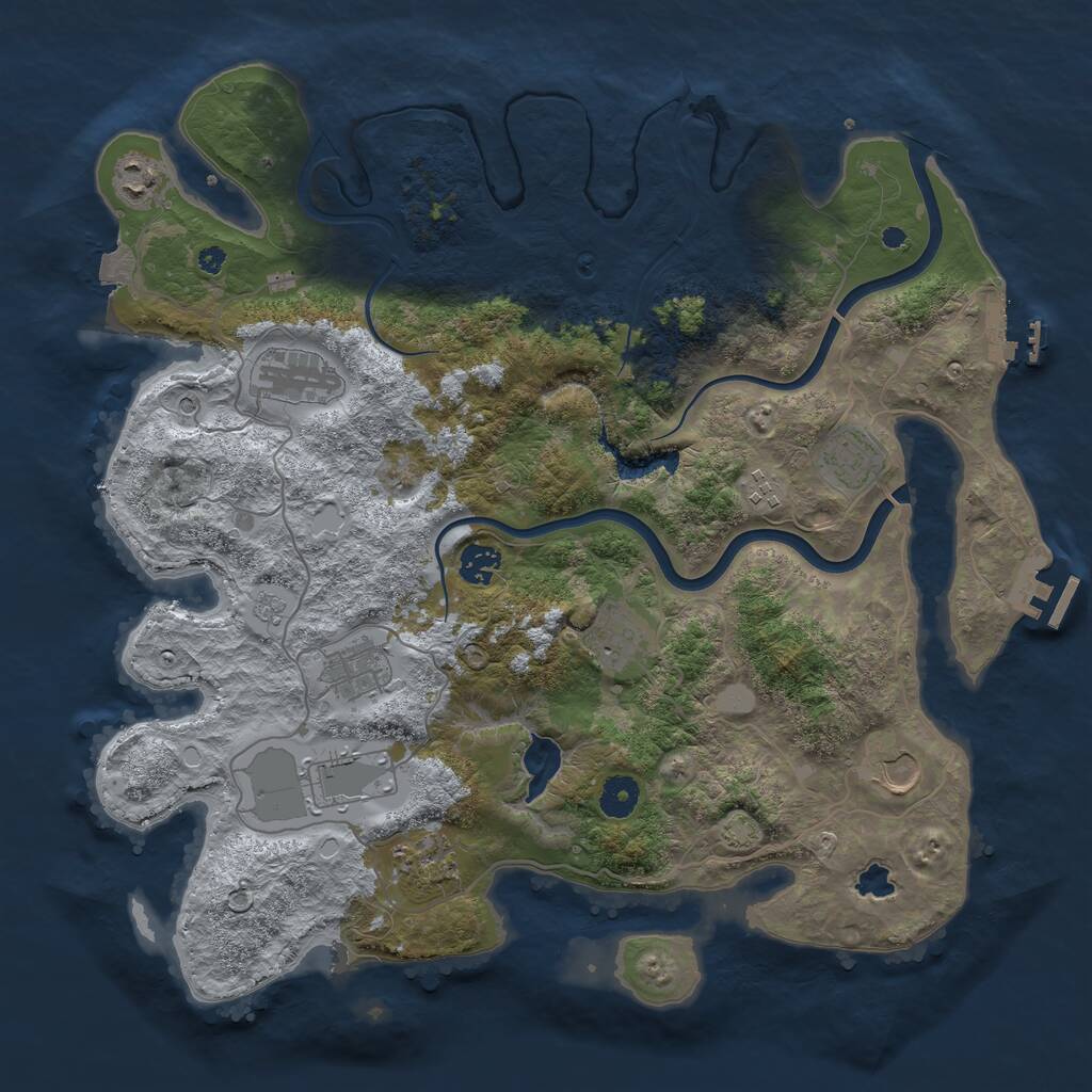 Rust Map: Procedural Map, Size: 4000, Seed: 2048300670, 16 Monuments