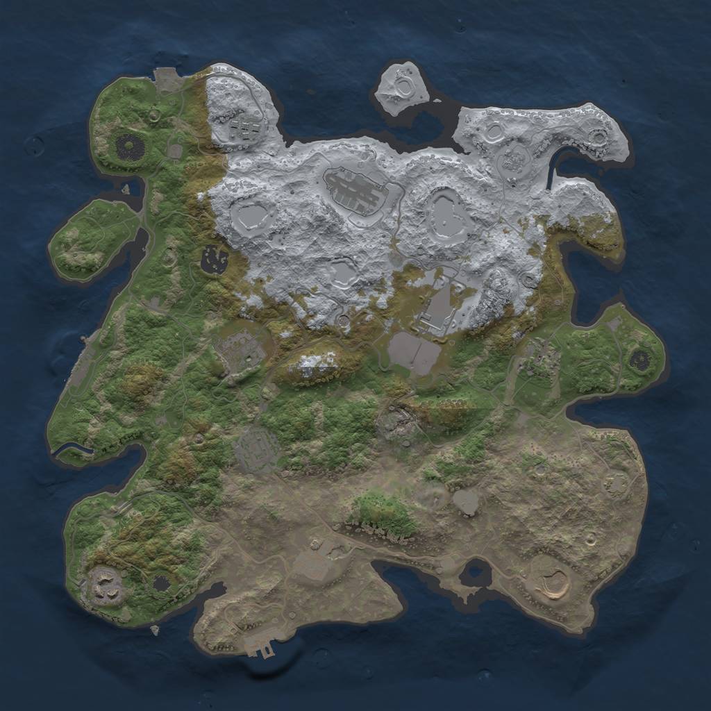 Rust Map: Procedural Map, Size: 3700, Seed: 11111, 18 Monuments