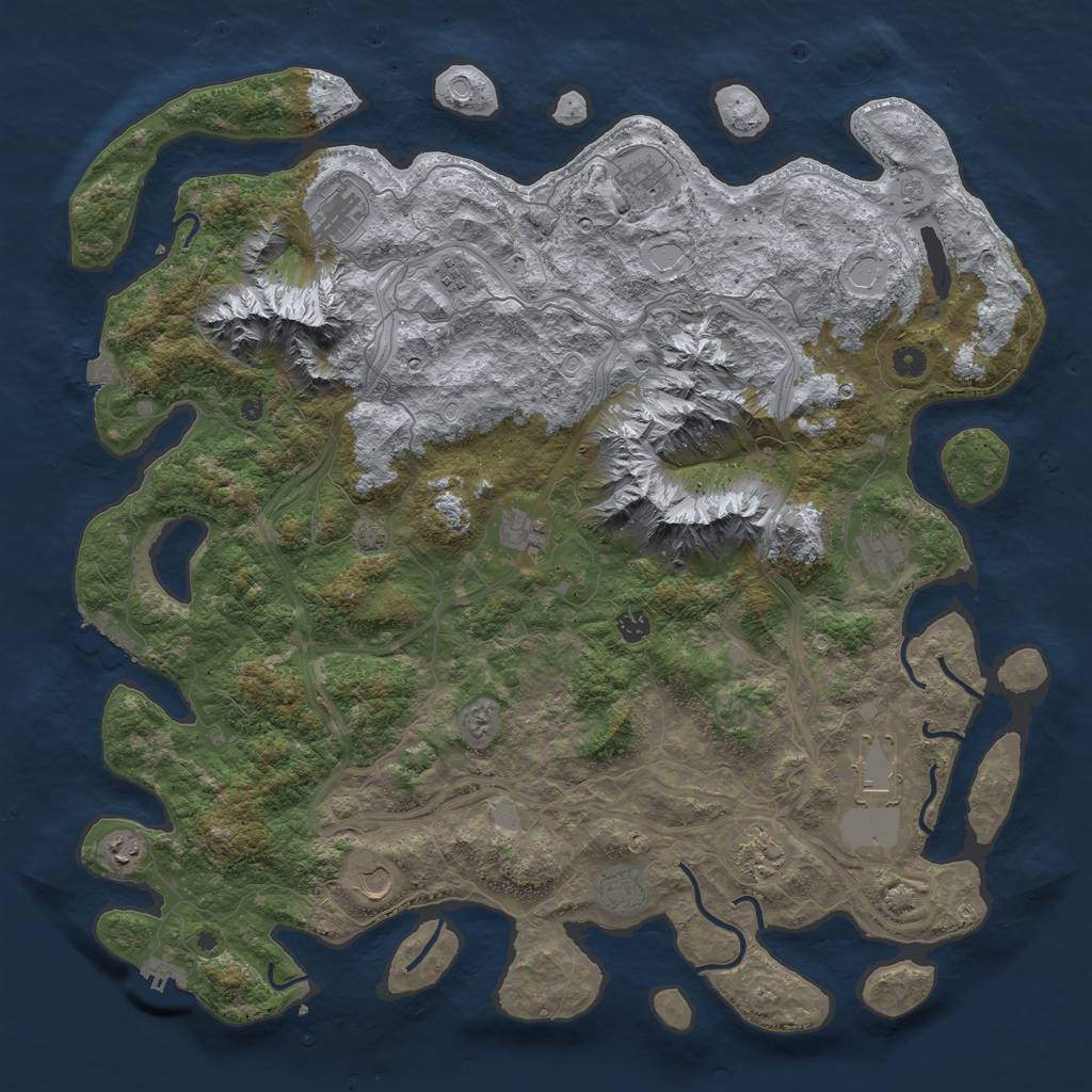Rust Map: Procedural Map, Size: 5000, Seed: 46221, 19 Monuments