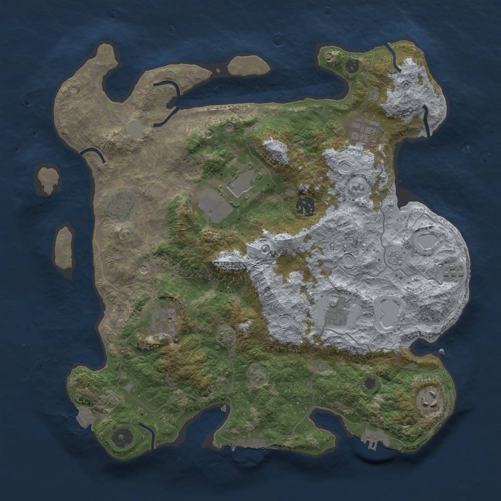 Rust Map: Procedural Map, Size: 3800, Seed: 457852, 16 Monuments