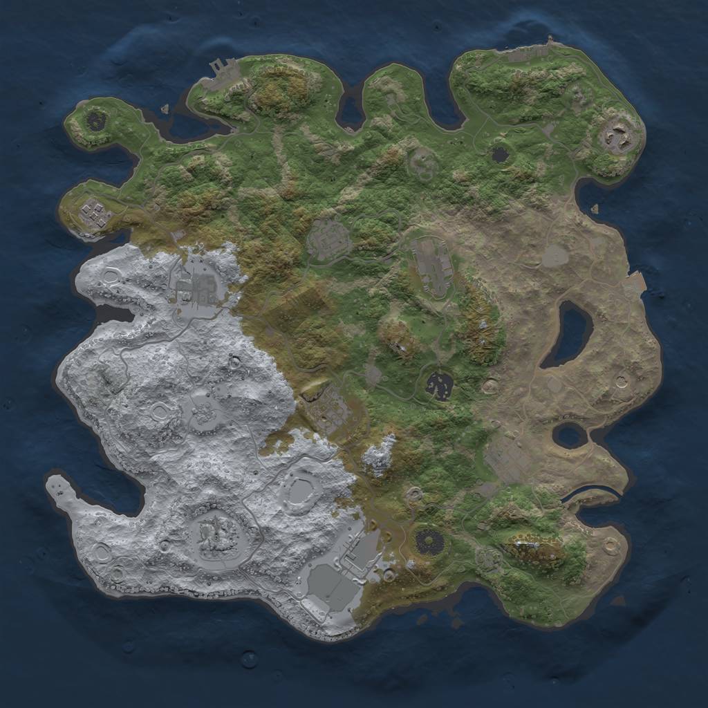 Rust Map: Procedural Map, Size: 3800, Seed: 29522966, 18 Monuments