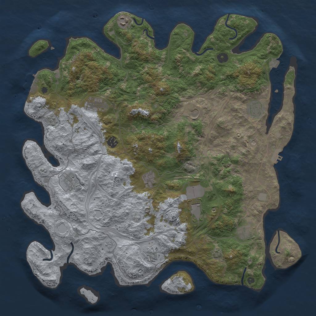 Rust Map: Procedural Map, Size: 4500, Seed: 1123103537, 19 Monuments