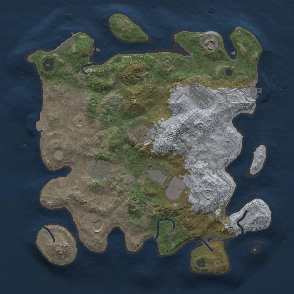 Rust Map: Procedural Map, Size: 3500, Seed: 2076940532, 14 Monuments