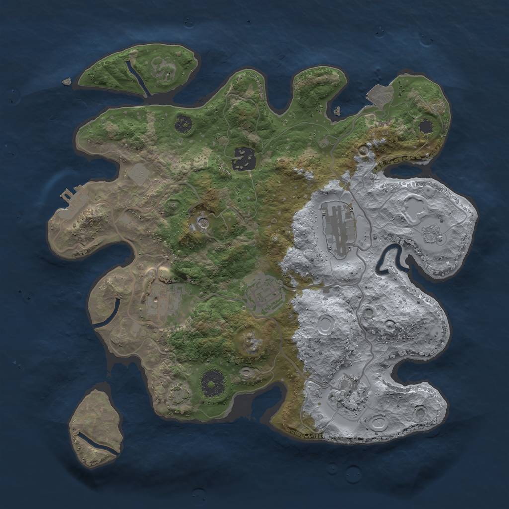 Rust Map: Procedural Map, Size: 3000, Seed: 1557093182, 12 Monuments